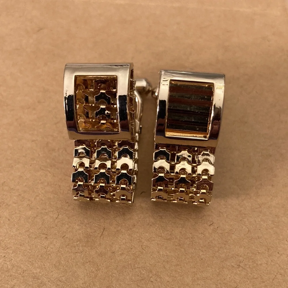 🐸 Men’s Goldtone Chain/Belt CUFFLINKS; As Is